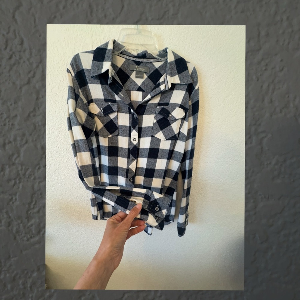 Winter shirt Natural Reflections Black and White Button Down Casual Style